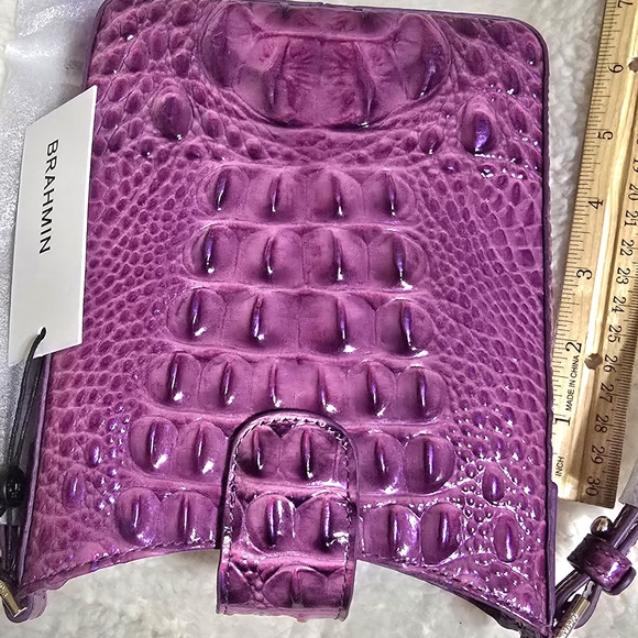 Brahmin Purple Croc-Embossed Women's Bag - Picture 10 of 10
